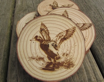 Duck Coaster, Laser Engraved Coasters, Duck Hunting, Wood Coaster Set, Gift For Duck Hunter, Duck Hunting Gift, Gift For Outdoorsmen