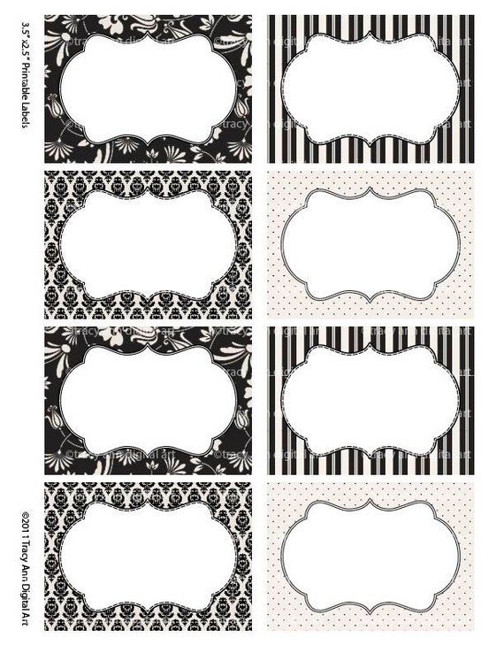 Items similar to Black and Cream Print your own Labels/Cards for ...