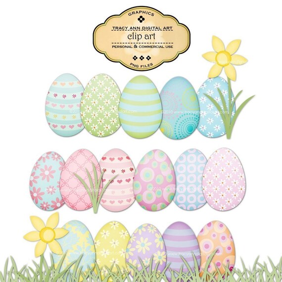 Items similar to SPECIAL Pastel Easter Eggs Clip Art for Invites, cards