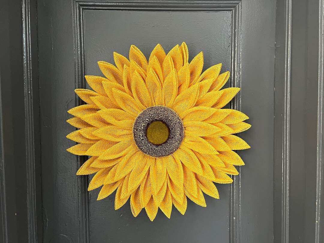Yellow Sunflower Wreath | Sunflower Front Door Decor | Fall Porch Decor ...