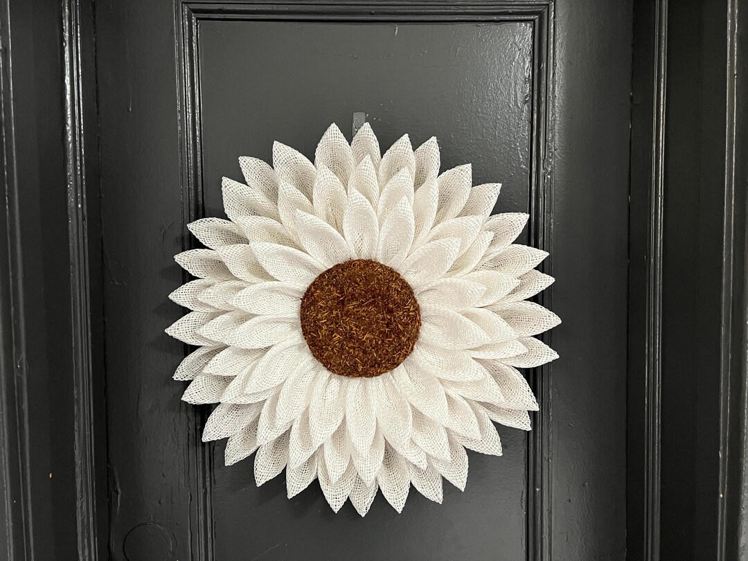 White Daisy Flower Wreath for Front Door | Spring Summer Daisy | White ...