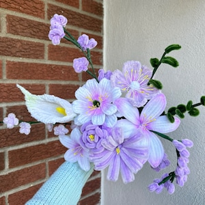 Custom Hand Tied Bride Bouquet, Graduation Bouquet, Wedding Bouquet, Handmade Flower Bouquet, Pipe Cleaner Flowers, Exquisite Permanent Gift