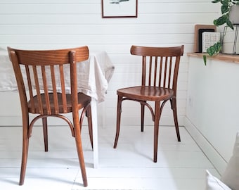 Set of 2 - Coffee House Chair, Bistro Chair, Mid Century Vintage Cafe Bistro, Struts, Wooden Chair, Vintage Scandinavian Kitchen Dining Room Chair, Bentwood