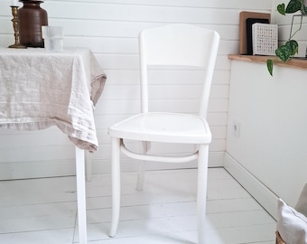 Vintage Cafe Chair Bistro Chair Bentwood White Thonet Style Mid Century Dining Chair Kitchen Chair Scandinavian Retro Wood Chair