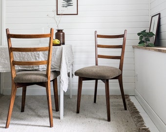 2er Set Vintage Strebenstuhl Polster Holzstuhl Skandi Skandinavisch Danish Design Streifen Schwarz Grau Esszimmer Streben Mid Century Retro