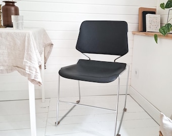 Vintage Dining Chair Matrix Krueger Tolleson USA 70s Black Chrome Polypropylene Mid Century Modern Design Retro Kitchen Chair