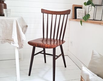 Vintage strut chair, wooden chair with wooden rungs, mid-century Scandinavian Danish design, retro