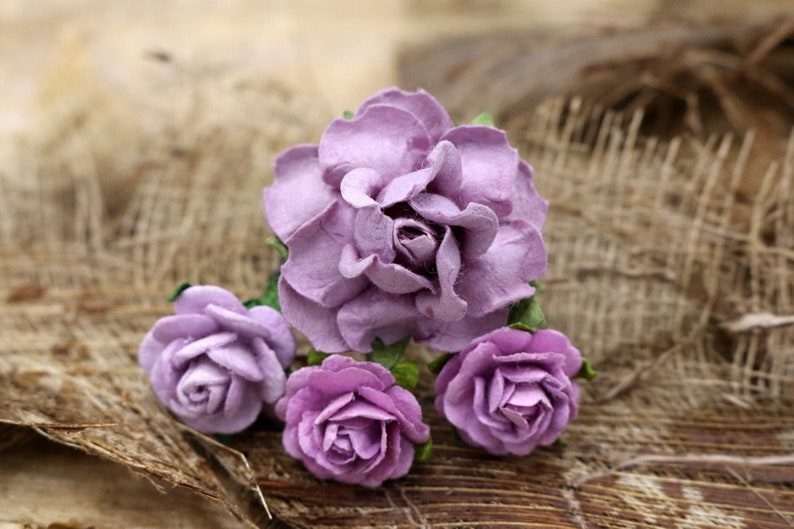 purple flower hair pins