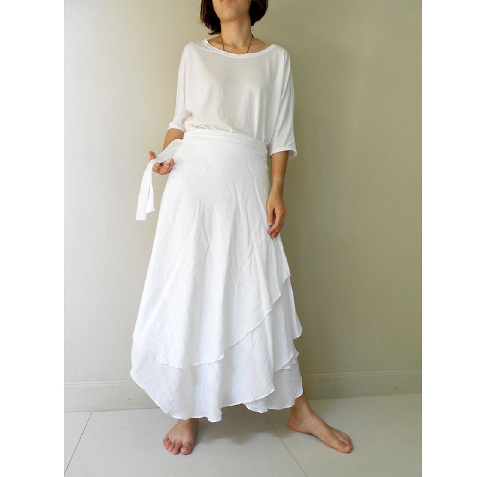 Two Layers Circle Long Wrap Skirt Custom Made Boho Wrap Etsy