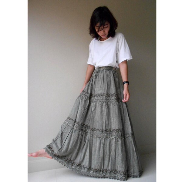 Sale 20 % off India cotton long elastic waist Skirt ..Maxi dress  S-L (I 01)