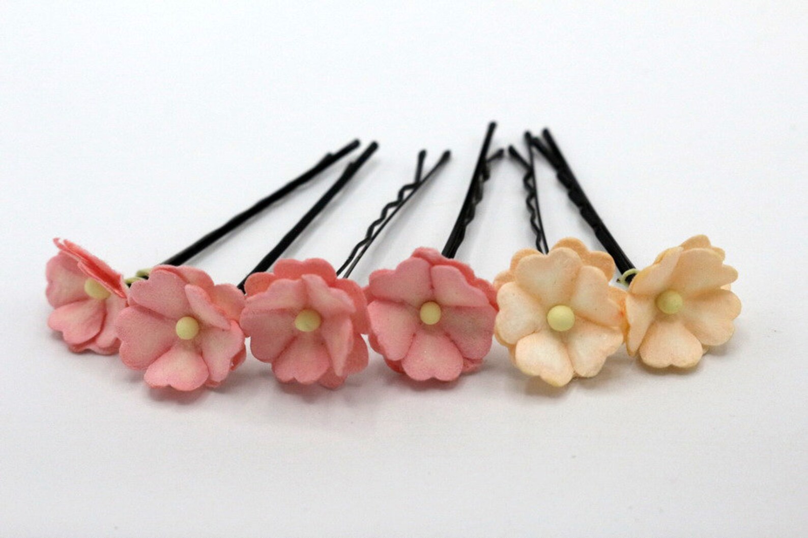Pink Mini flower Hair Pins Mulberry Paper Flower Hair Pins Etsy