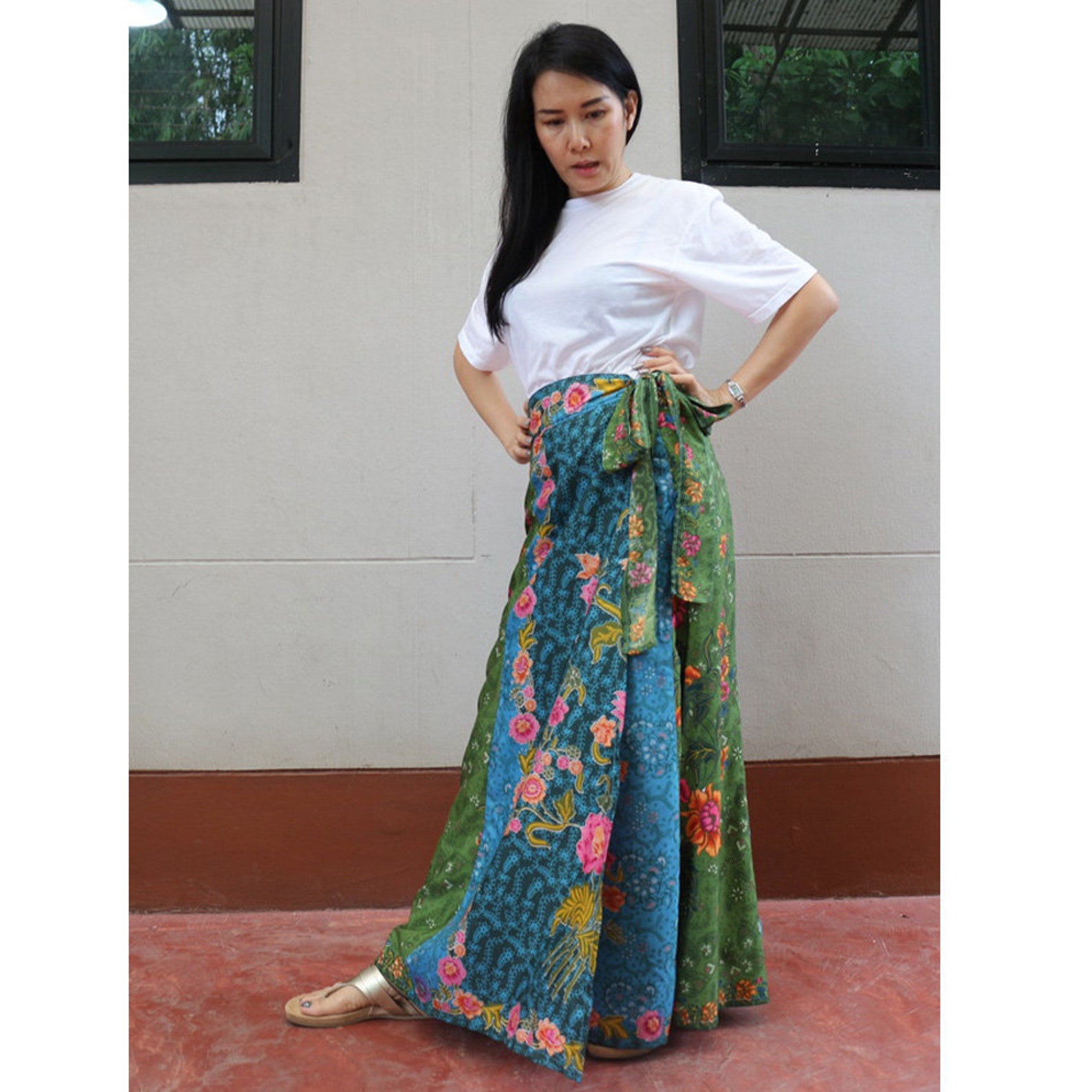 Vintage Wrap Skirt High Waist Skirt Thai Batik Sarong | Etsy