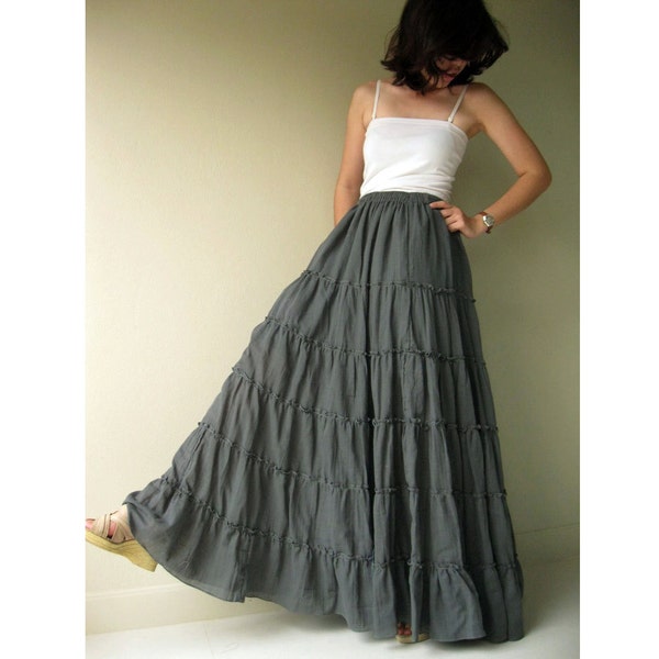 Long Skirt / Maxi Skirt / Long Boho Skirt / Full Length Skirt / Cotton Skirt / Modest Skirt / Plus Size Skirt  Elastic  waist Skirt S-XL (H)