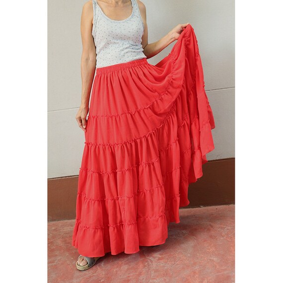 elastic waist maxi skirts