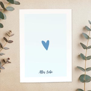 Biglietto pieghevole "Ti auguro il meglio" in blu con cuori e busta bianca – biglietto di auguri versatile
