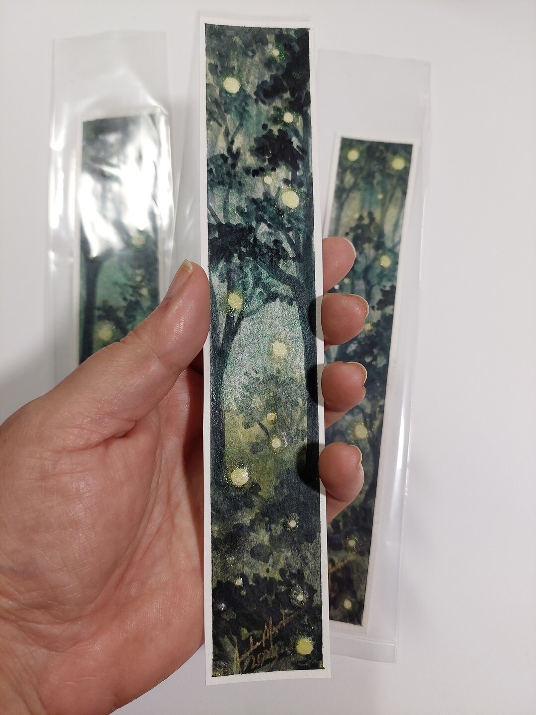 Original Watercolor Painting Fireflies Forest Bookmark - Etsy