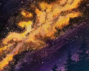 Original Watercolor Milky Way Shining Bright