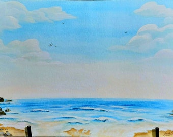 Original Watercolor Beach Day