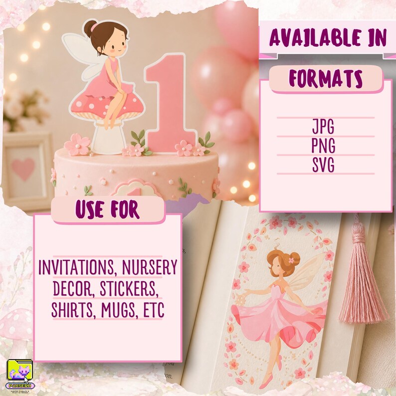 25 PCS Pink Fairy Clipart PNG SVG Files Cute Aesthetic Clipart | Baby ...