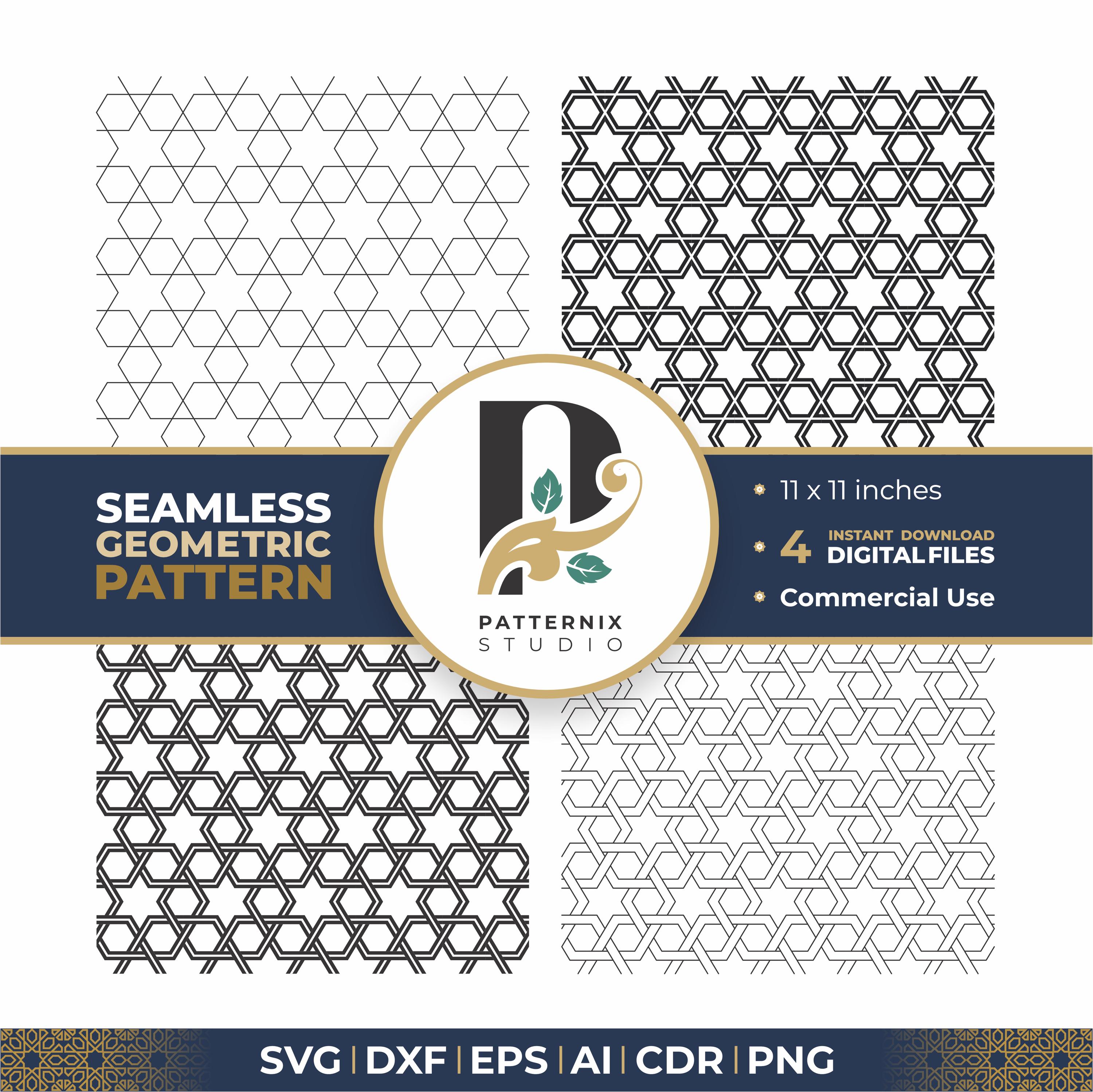 Paquete SVG Geométrico – Conjunto de patrones sin costura para Cricut, corte láser y sublimación (SVG, DXF, EPS, AI, CDR, PNG)