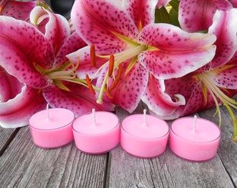 Stargazer Lily Scented Soy Tealight Candles Rustic Home Decor