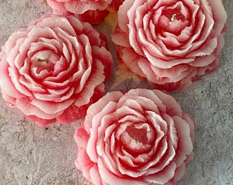 Candele rustiche profumate floreali con stoppino in canapa, peonia rosa, boho