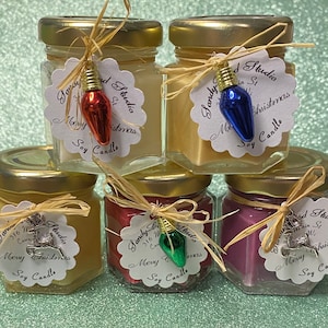 Christmas Candles Party Favors 2 Oz Mini Soy Candles Choose your Scent Stocking Stuffers