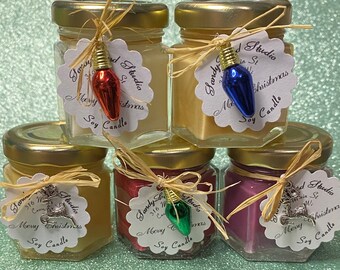 Christmas Candles Party Favors 2 Oz Mini Soy Candles Choose your Scent Stocking Stuffers