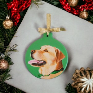 Custom Hand Painted Ceramic Christmas Ornament Pet Portrait From Your Photo image 4