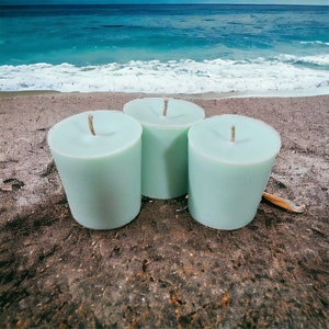 Sea Breeze Soy Candles Organic Hemp Wick Votives Rustic Beach House Decor image 4