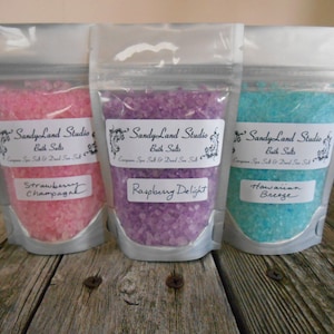 Bath Salts European Spa Salt and Dead Sea Bath Salts Choose your Scent Spa Gift Party Favors-Huge Scent List Pastel image 5