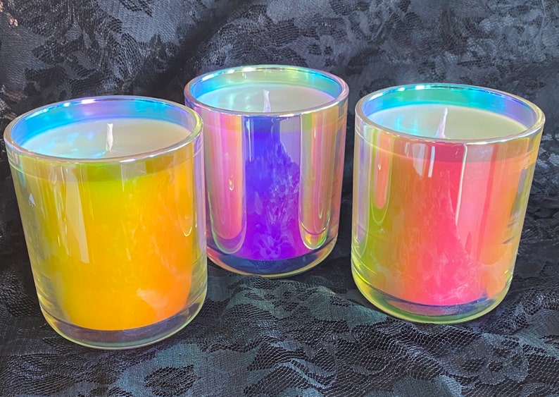 Soy Candles in Holographic Jars Choose your Scent Eco Wick Etsy