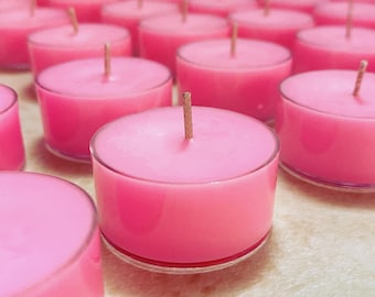 Pink Cotton Candy Scented Candle Soy Tealights Hot Pink or Dye Free