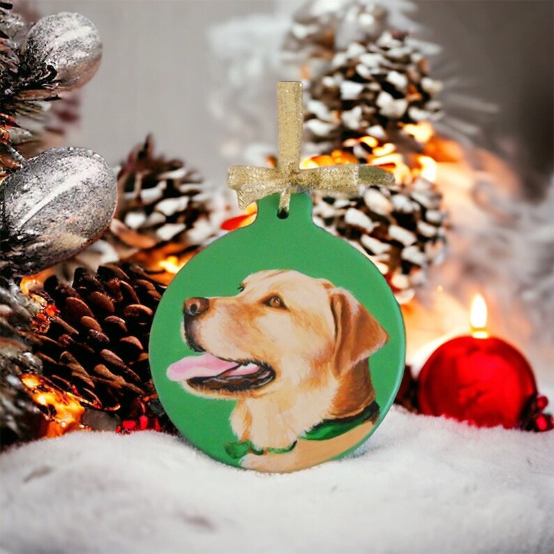 Custom Hand Painted Ceramic Christmas Ornament Pet Portrait From Your Photo image 10