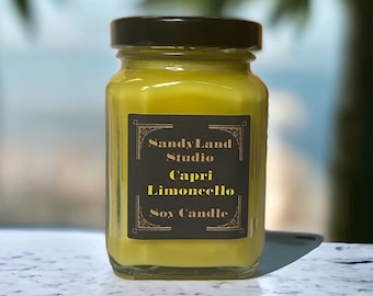 Capri Limoncello Scented Soy Candle Square Victorian Jar Rustic Home Decor
