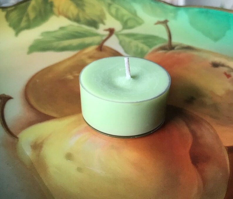 Vanilla Caramel Pear Scented Soy Candles Tealights Rustic Home Decor image 4