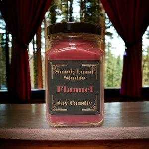 Flannel Scented Soy Candle Square Victorian Jar Rustic Farmhouse Decor Fragrance immagine 1