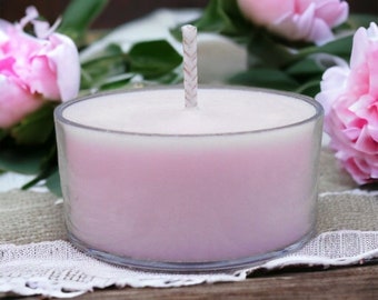 Candele di soia profumate alla peonia Decorazioni per la casa primaverili rosa pallido