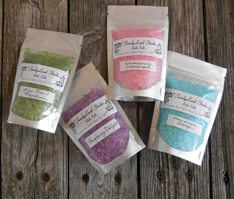 Bath Salts European Spa Salt and Dead Sea Bath Salts Choose your Scent Spa Gift Party Favors-Huge Scent List Pastel image 2