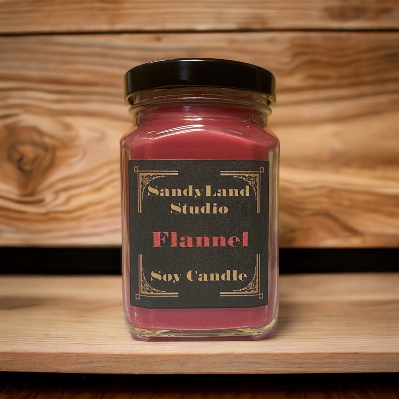 Flannel Scented Soy Candle Square Victorian Jar Rustic Farmhouse Decor Fragrance immagine 4