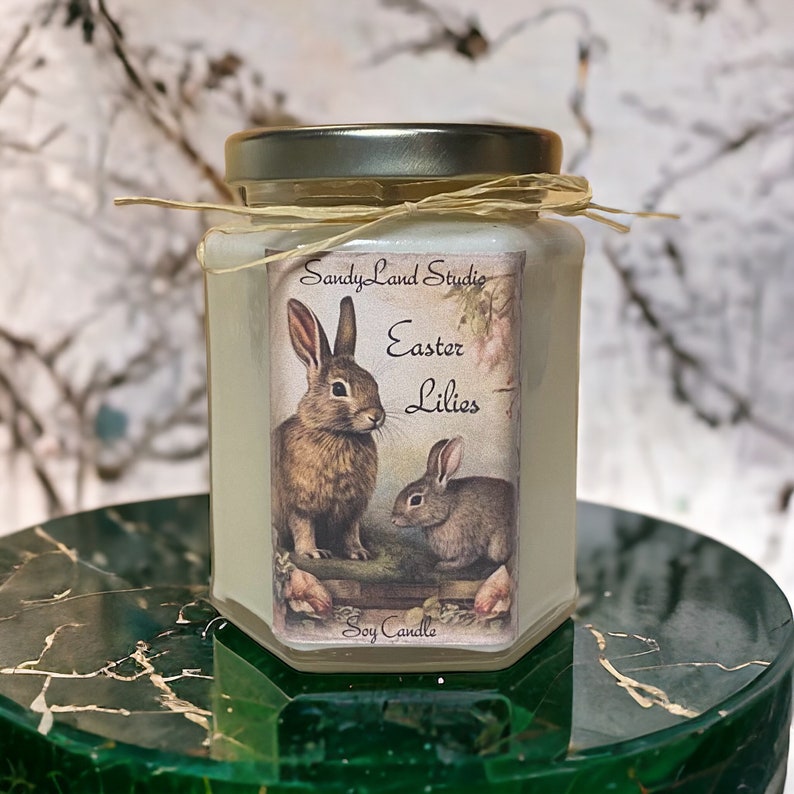 Easter Bunny Soy Candle Rustic Decor Scented Home Fragrance Chocolate image 9