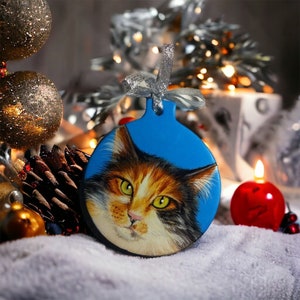 Custom Hand Painted Ceramic Christmas Ornament Pet Portrait From Your Photo image 6