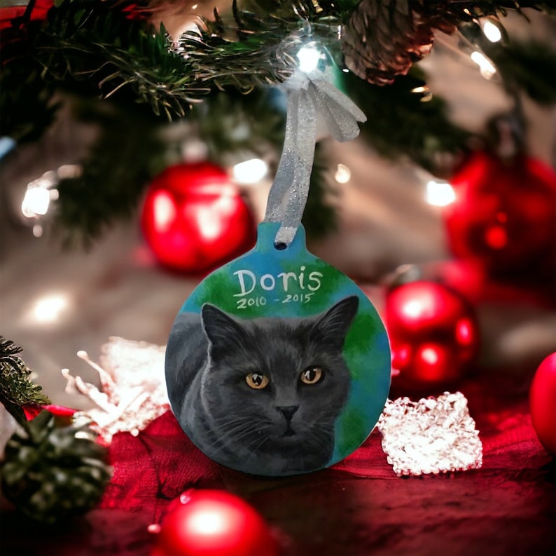 Custom Hand Painted Ceramic Christmas Ornament Pet Portrait From Your Photo image 5