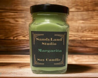 Lime Margarita Scented Soy Candle Square Victorian Jar Rustic Home Decor