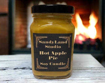 Scented Soy Candle Hot Apple Pie Square Victorian Jar