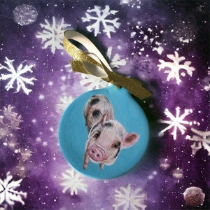 Custom Hand Painted Ceramic Christmas Ornament Pet Portrait From Your Photo image 3