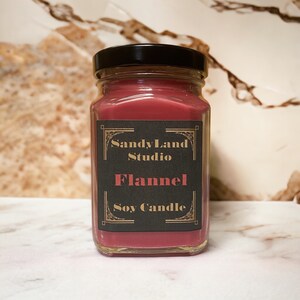 Flannel Scented Soy Candle Square Victorian Jar Rustic Farmhouse Decor Fragrance immagine 5
