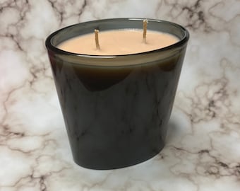 Cherry Tobacco Soy Candles Black Glass Jars  Scented Jar Candles Spa Scents Elegant Oval Double Wick