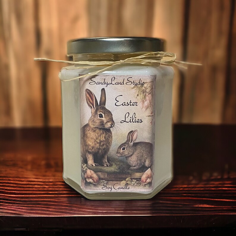 Easter Bunny Soy Candle Rustic Decor Scented Home Fragrance Chocolate image 2