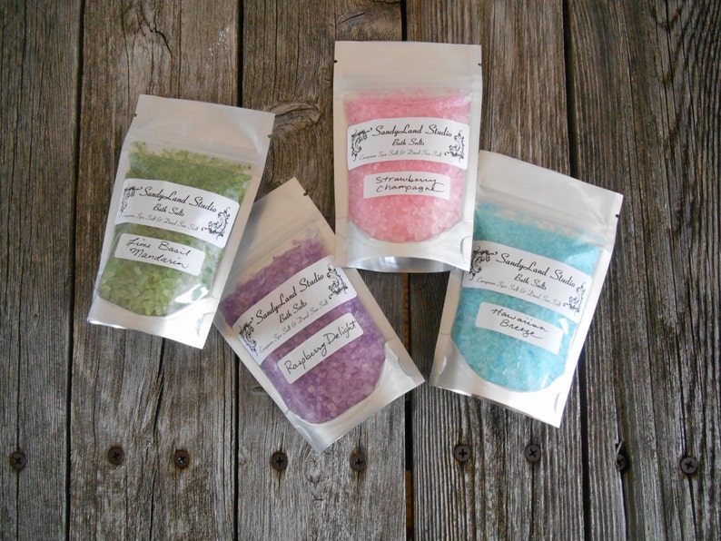 Bath Salts European Spa Salt and Dead Sea Bath Salts Choose your Scent Spa Gift Party Favors-Huge Scent List Pastel image 6